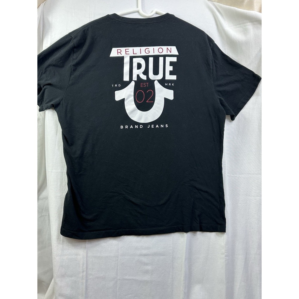 True Religion T Shirt Men's Size 3XL big horse shoe logo at the back color black